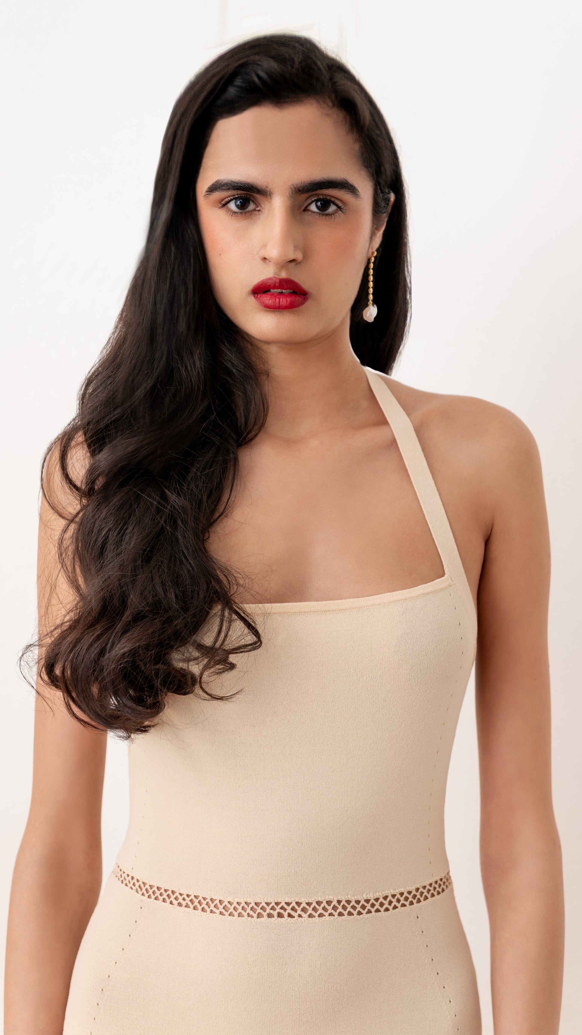 La Bohemia Knit Halter Dress S / Antique Cream La Bohemia Knit Halter Dress S / Antique Cream