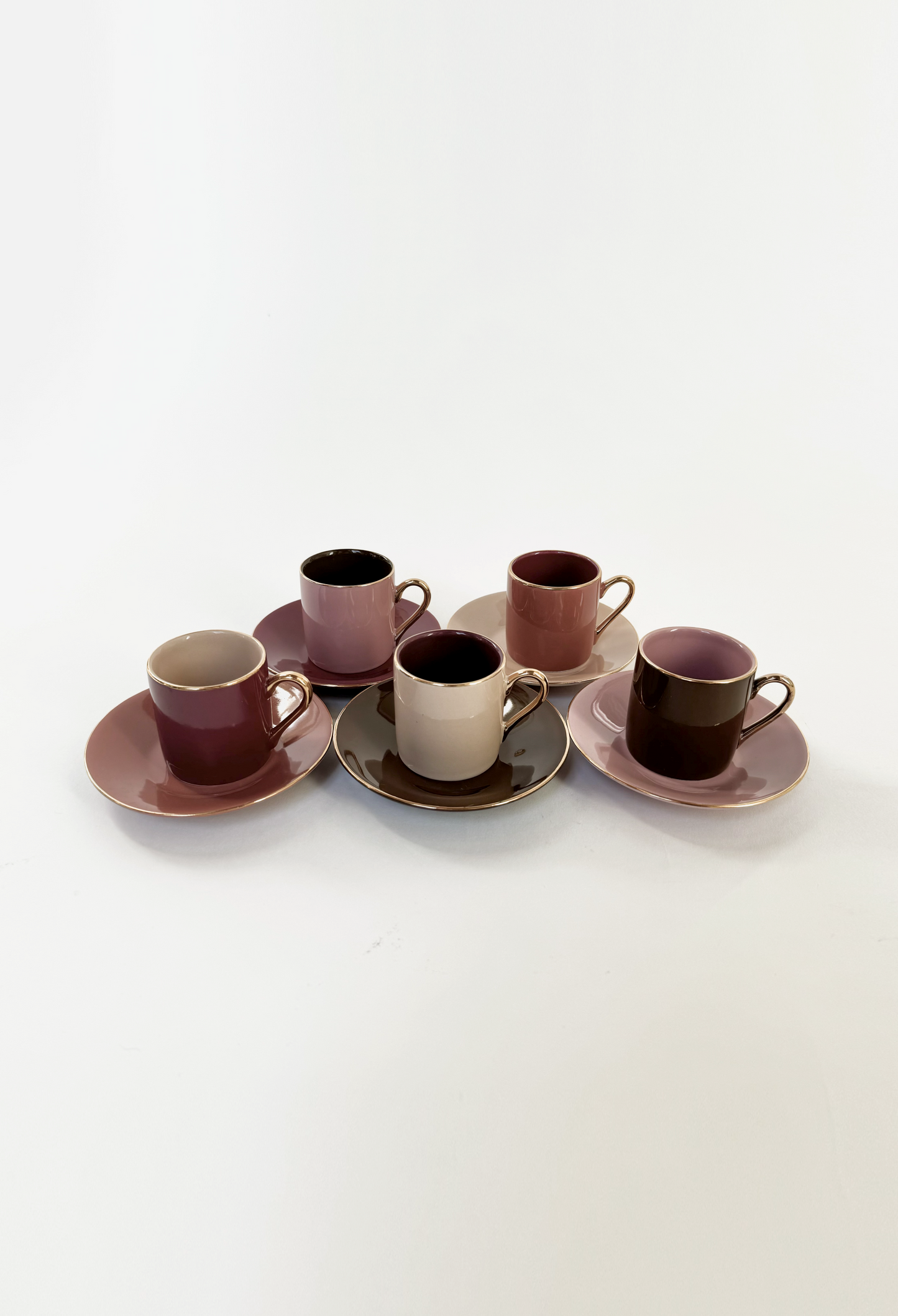 Set of Classic Espresso Cups with Saucers