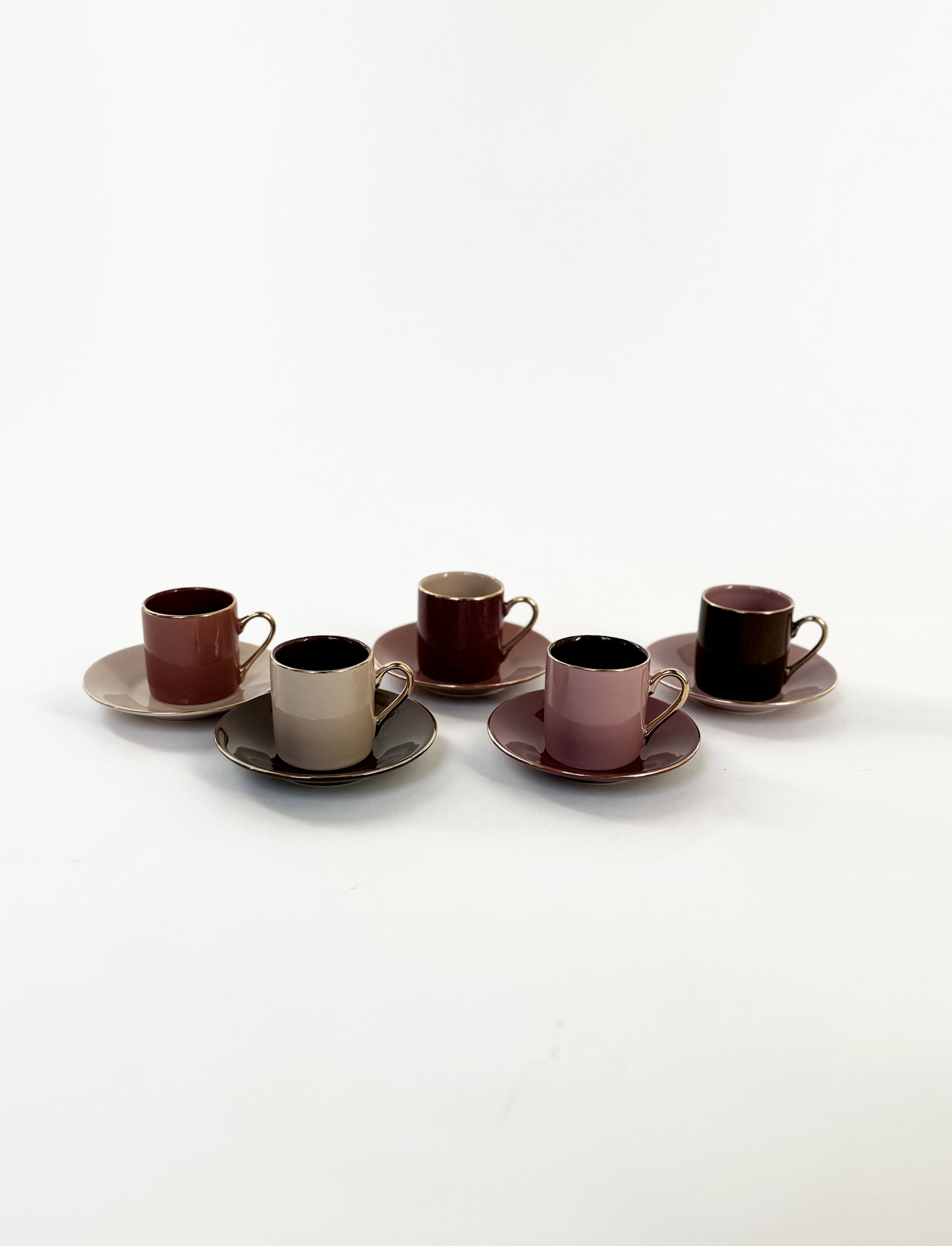 Set of Classic Espresso Cups with Saucers