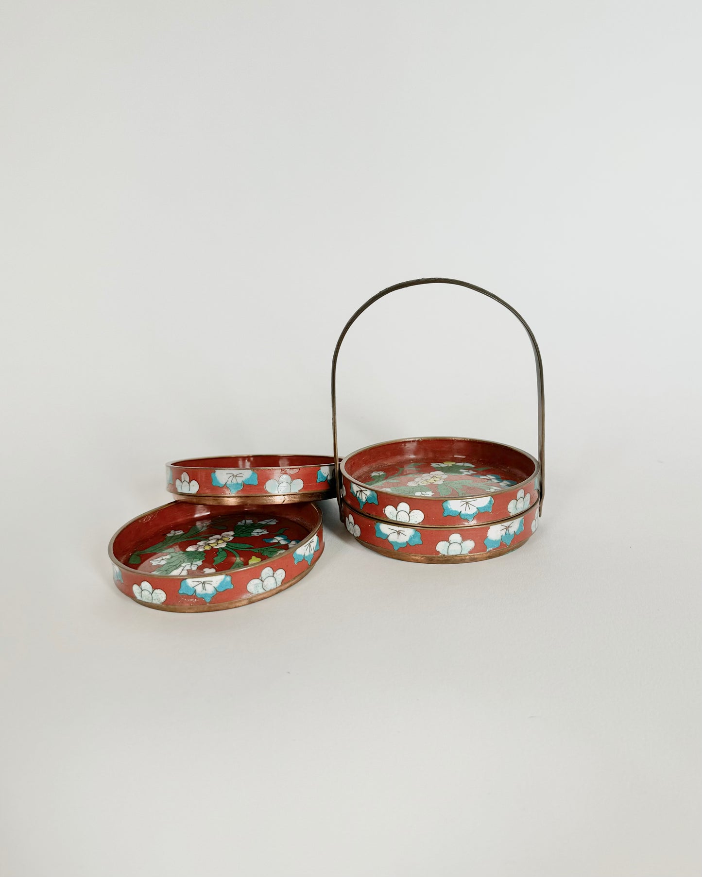 Antique Cloisonné Coaster Set