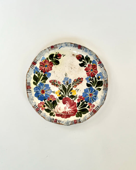 Antique Floral Clay Plate