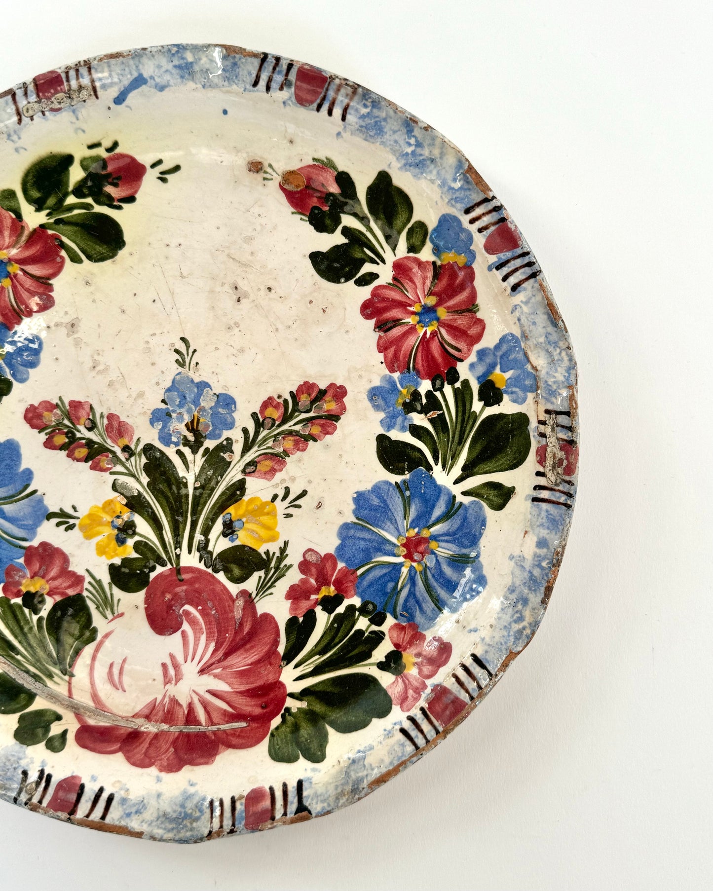 Antique Floral Clay Plate