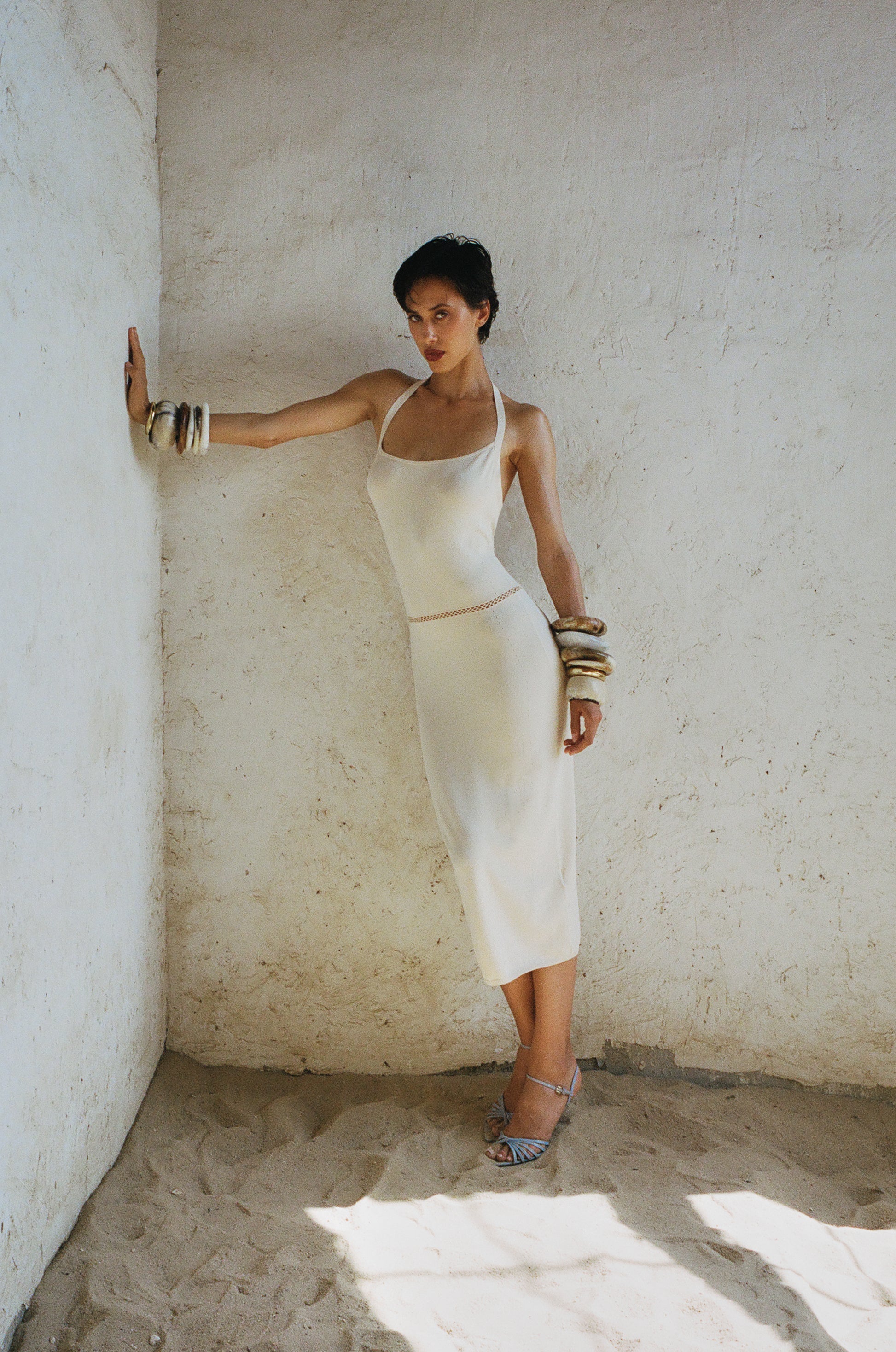 La Bohemia Knit Halter Dress S / Antique Cream La Bohemia Knit Halter Dress S / Antique Cream