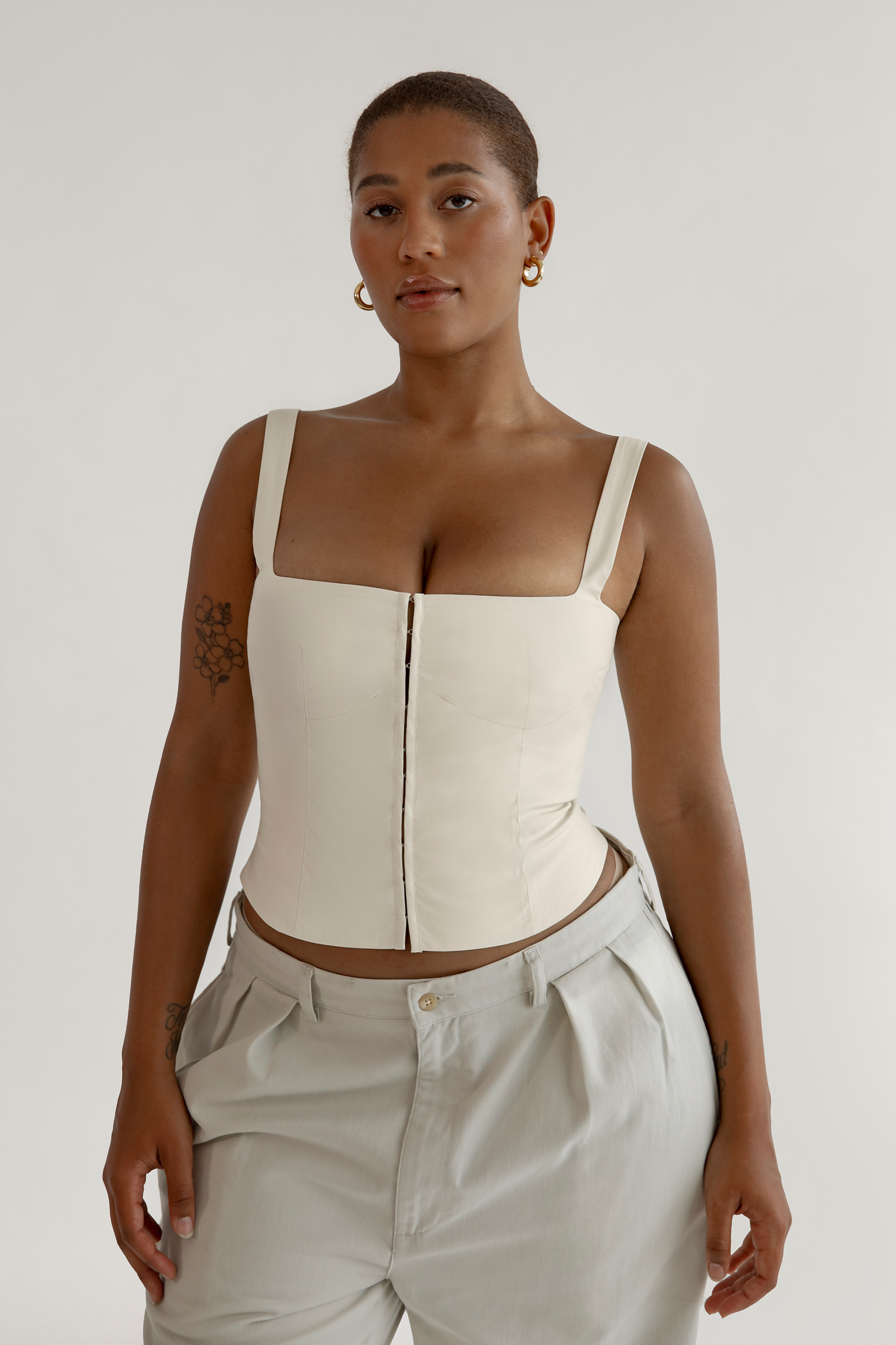 Corset-style bustier top - Natural white